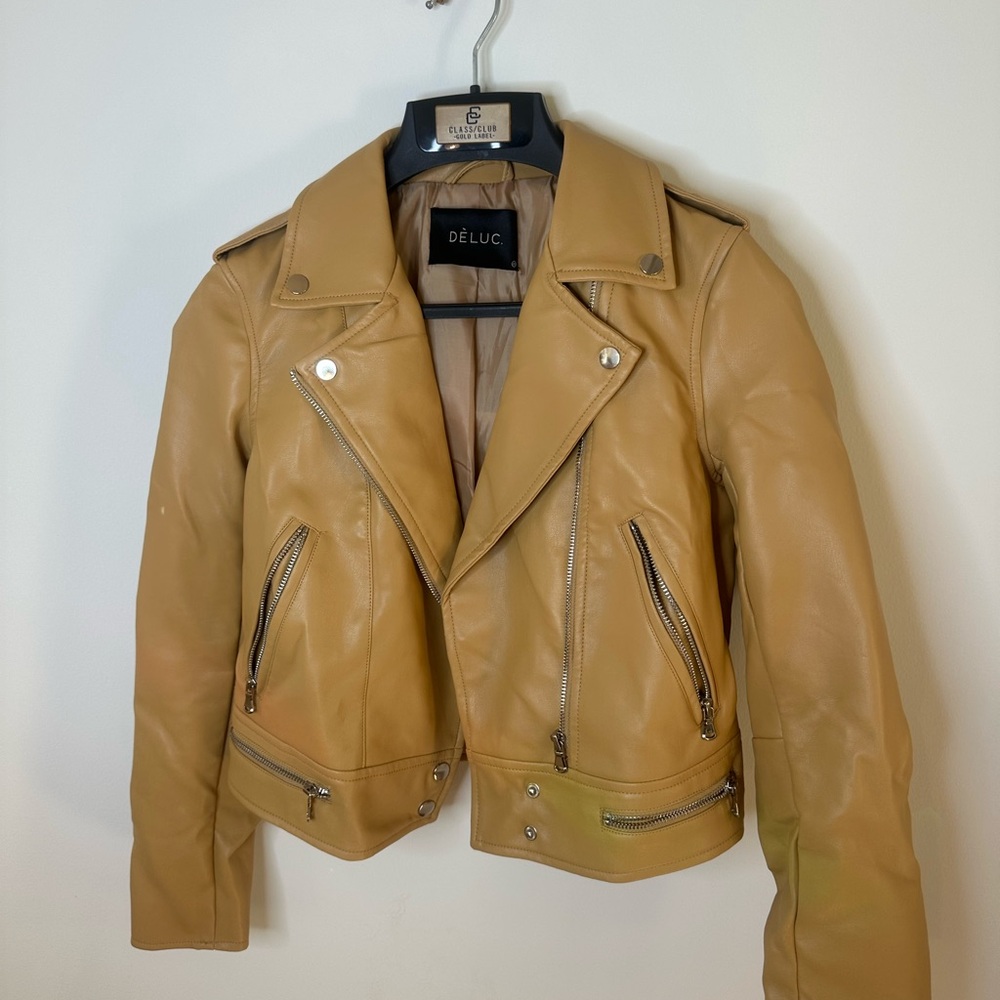 Deluc Tan Leather Moto Jacket